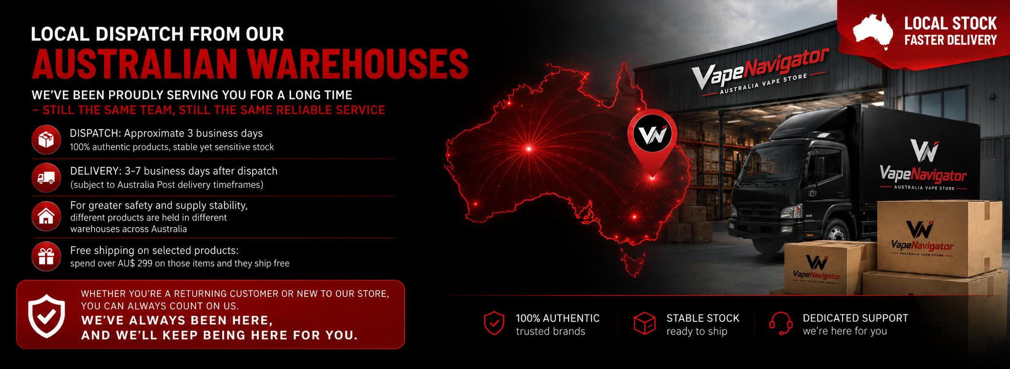 VapeNavigator Australian warehouse local dispatch